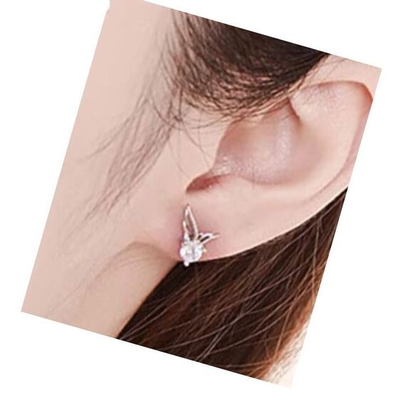 💐 925 Sterling Silver Wing CZ Stud earrings - Picture 2 of 7